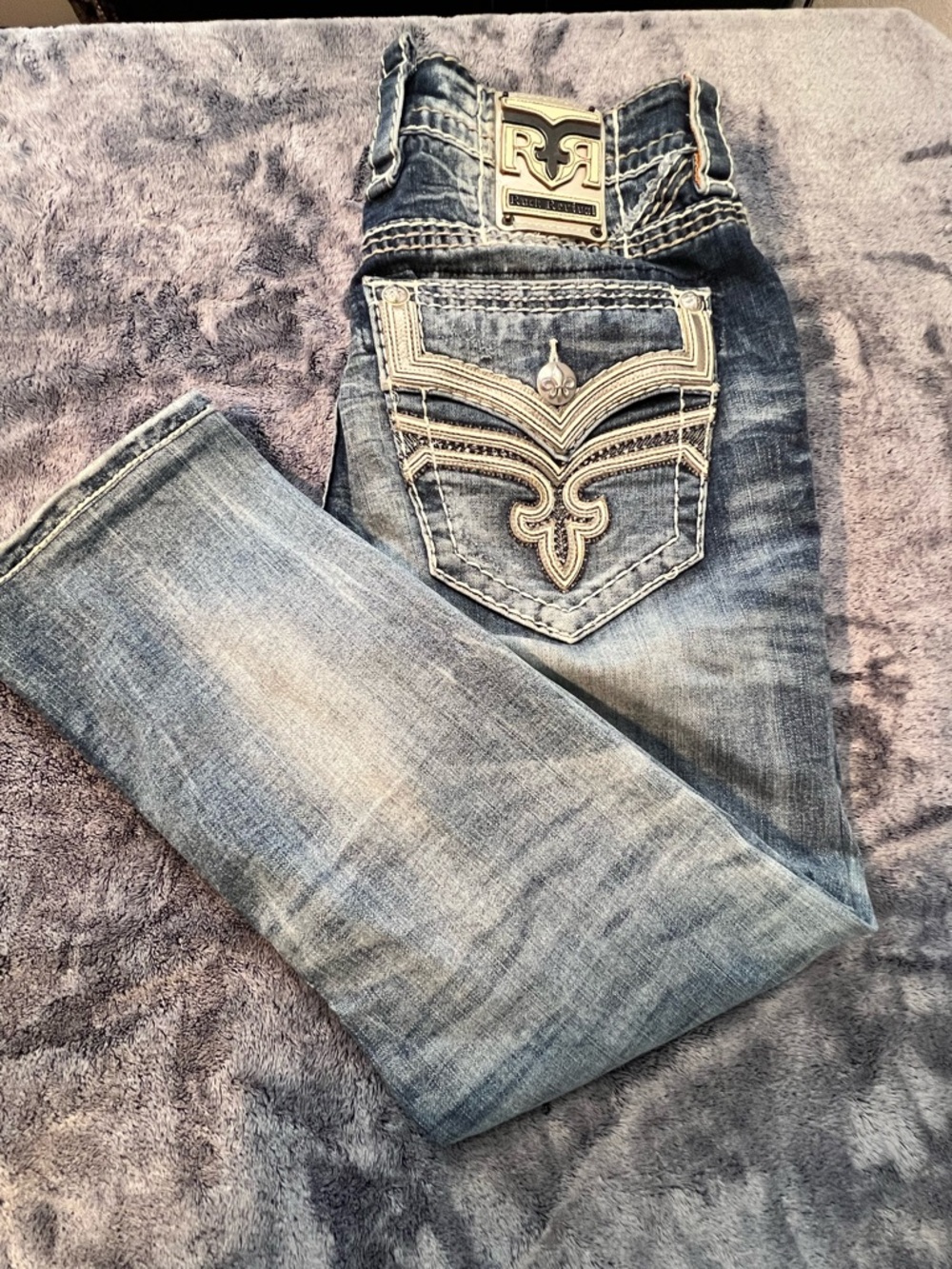Rock Revival Men’s Stan Straight Distressed Jeans Size 32 SJ201